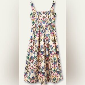 Boden Cream Midi Dress with Multicolor Floral Print